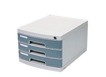 得力8833文件柜 硬质塑料带锁 三层桌面文件柜