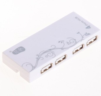 川宇（kawau） H208 USB2.0 HUB 4口高速擴展集線器 白色(內(nèi)置USB線 筆記本專用)